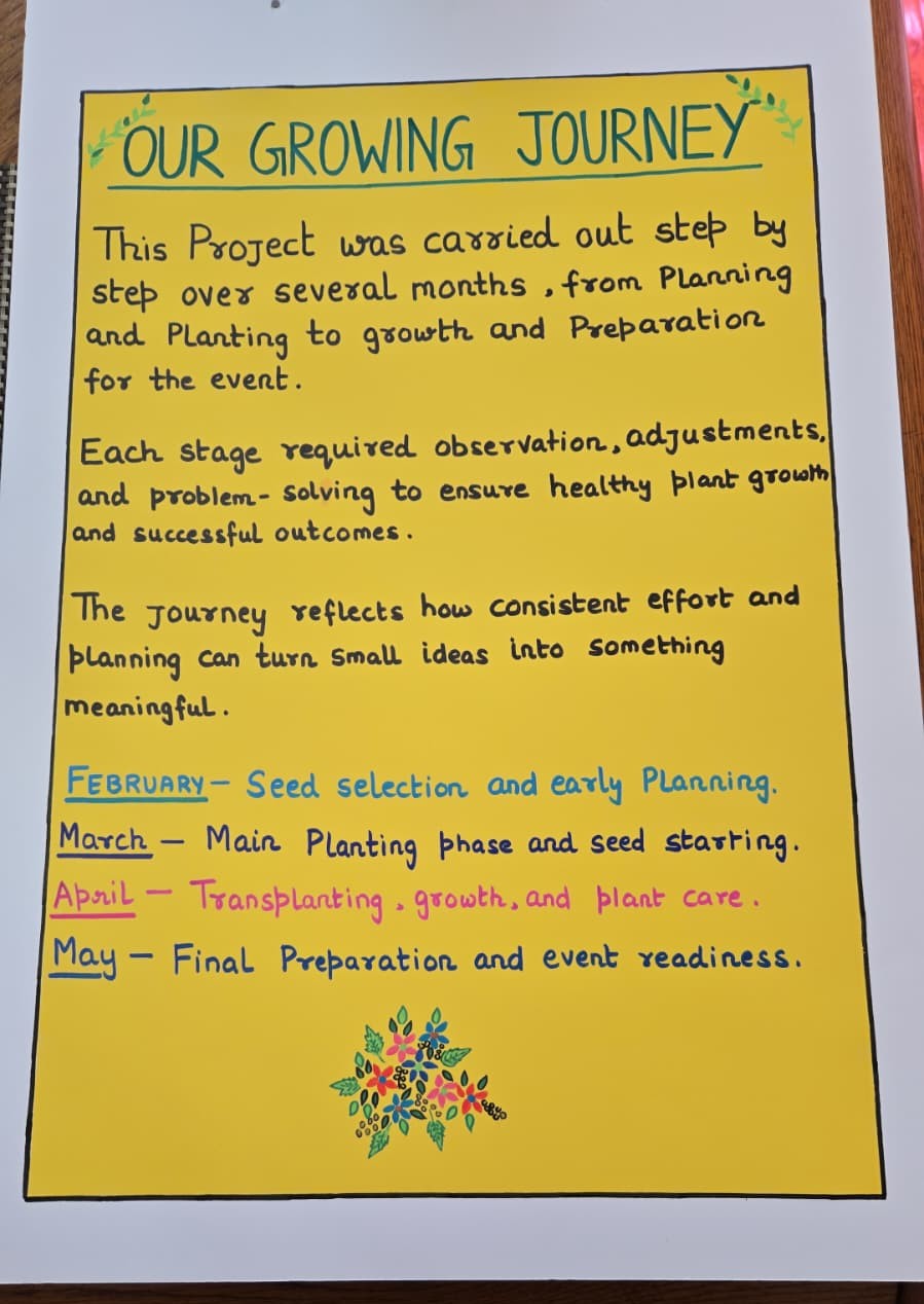 Our Growing Journey board with February–May timeline